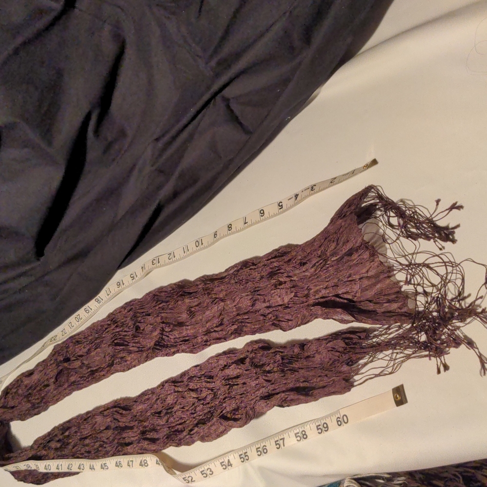 New York & Company 100% Silk 72" Mocha Mousse Crinkle Scandi Scarf 🔥HP 11-19-24 - Picture 7 of 8